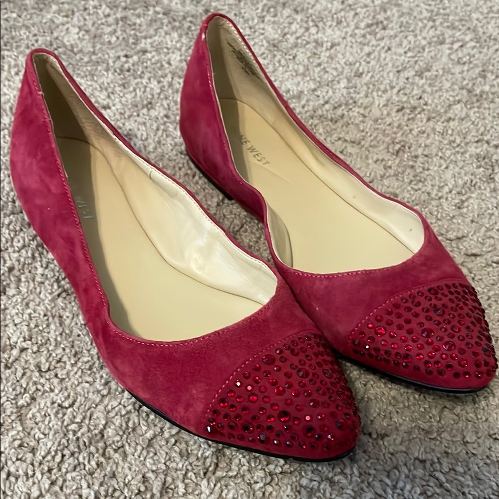Red suede shoes by Nine West